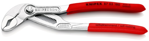 [NS-KN8703180] KNIPEX 87 03 180 COBRA® TENAZILLAS PICO LORO MANGOS PLASTICOS POR INMERSIÓN ANTIDESLIZANTES CROMADO 180 MM