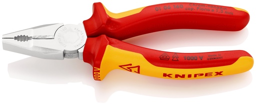 [NS-KN0106160] KNIPEX 01 06 160 ALICATE UNIVERSAL CROMO VANADIO AISLADOS CON FUNDAS MULTICOMPONENTES, SEGÚN NORMA VDE CROMADO 160 MM