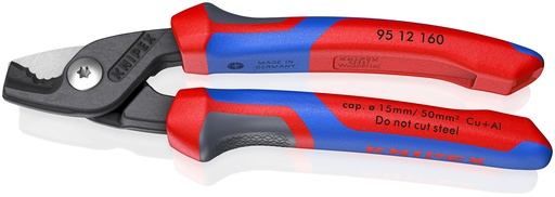 [NS-KN9512160SB] KNIPEX 95 12 160 SB STEPCUT® TIJERAS CORTACABLES CON MANGOS CONFORT BARNIZADOS 160 MM