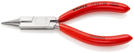[NS-KN1903130] KNIPEX 19 03 130 ALICATE DE BOCA REDONDA CON FILOS DE CORTE (ALICATE PARA JOYERÍA) RECUBIERTOS DE PLÁSTICO CROMADO 130 MM