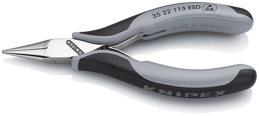 [NS-KN3522115ESD] KNIPEX 35 22 115 ESD ALICATE DE MONTAJE PARA ELECTRÓNICA ESD CON ARTICULACIÓN MACHIHEMBRADA CON MANGOS MULTICOMPONENTES 115 MM