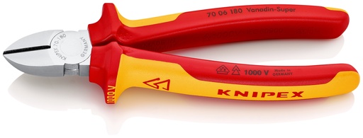 [NS-KN7006180SB] KNIPEX 70 06 180 SB ALICATE DE CORTE DIAGONAL AISLADOS CON FUNDAS MULTICOMPONENTES, SEGÚN NORMA VDE CROMADO 180 MM