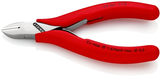 [NS-KN7701115] KNIPEX 77 01 115 ALICATES DE CORTE DIAGONAL PARA ELECTRÓNICA CON ARTICULACIÓN MACHIHEMBRADA CON FUNDAS DE PLÁSTICO ANTIDESLIZANTES 115 MM