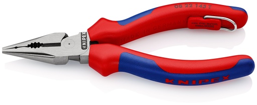 [NS-KN0822145T] KNIPEX 08 22 145 T ALICATE UNIVERSAL EN PUNTA CON FUNDAS MULTICOMPONENTES, CON ANILLA DE FIJACIÓN INTEGRADA PARA COLOCAR UN DISPOSITIVO DE PROTECCIÓN ANTICAÍDAS NEGRO ATRAMENTADO 145 MM