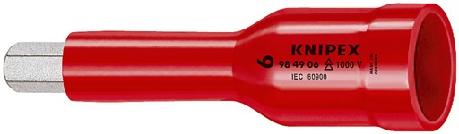 [NS-KN984906] KNIPEX 98 49 06 VASOS HEXAGONALES, PARA TORNILLOS CON HEXÁGONO INTERIOR CON CUADRADILLO 1/2" 75 MM