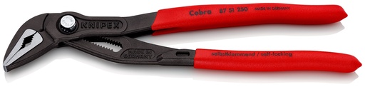 [NS-KN8751250SB] KNIPEX 87 51 250 SB COBRA® ES TENAZA DE AGARRE EXTRA ESBELTA MANGOS PLASTICOS POR INMERSIÓN ANTIDESLIZANTES GRIS ATRAMENTADO 250 MM