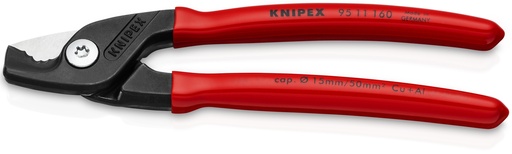 [NS-KN9511160SB] KNIPEX 95 11 160 SB STEPCUT® TIJERAS CORTACABLES RECUBIERTOS DE PLÁSTICO BARNIZADOS 160 MM
