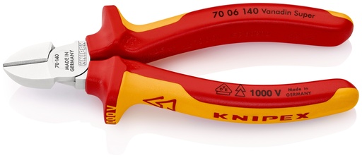 [NS-KN7006140SB] KNIPEX 70 06 140 SB ALICATE DE CORTE DIAGONAL AISLADOS CON FUNDAS MULTICOMPONENTES, SEGÚN NORMA VDE CROMADO 140 MM