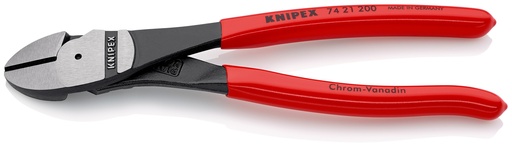 [NS-KN7421200] KNIPEX 74 21 200 ALICATES DE CORTE DIAGONAL DE FUERZA RECUBIERTOS DE PLÁSTICO NEGRO ATRAMENTADO 200 MM