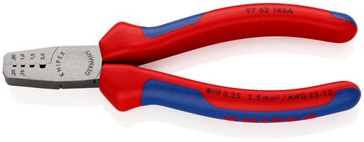 [NS-KN9762145A] KNIPEX 97 62 145 A ALICATE PARA CRIMPAR PUNTERAS HUECAS CON MANGOS MULTICOMPONENTES 145 MM