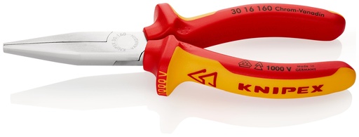 [NS-KN3016160] KNIPEX 30 16 160 ALICATE DE BOCA LARGA AISLADOS CON FUNDAS MULTICOMPONENTES, SEGÚN NORMA VDE CROMADO 160 MM