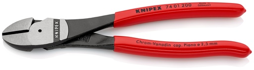 [NS-KN7401200SB] KNIPEX 74 01 200 SB ALICATES DE CORTE DIAGONAL DE FUERZA RECUBIERTOS DE PLÁSTICO NEGRO ATRAMENTADO 200 MM