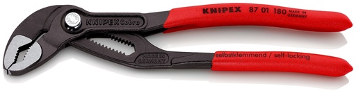 [NS-KN8701180SB] KNIPEX 87 01 180 SB COBRA® TENAZILLAS PICO LORO MANGOS PLASTICOS POR INMERSIÓN ANTIDESLIZANTES GRIS ATRAMENTADO 180 MM