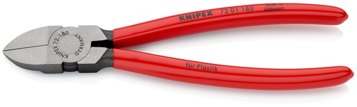 [NS-KN7201180] KNIPEX 72 01 180 ALICATES DE CORTE DIAGONAL PARA PLÁSTICOS RECUBIERTOS DE PLÁSTICO 180 MM