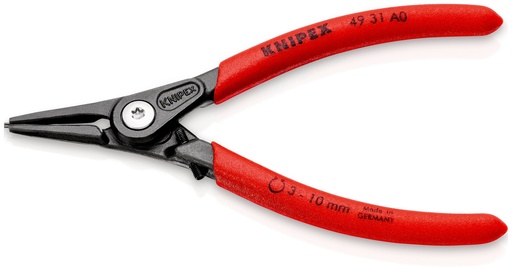 [NS-KN4931A0] KNIPEX 49 31 A0 ALICATE DE PRECISIÓN PARA ARANDELAS PARA ARANDELAS EXTERIORES DE EJES CON PROTECCIÓN CONTRA LA SOBREEXPANSIÓN MANGOS PLASTICOS POR INMERSIÓN ANTIDESLIZANTES GRIS ATRAMENTADO 140 MM