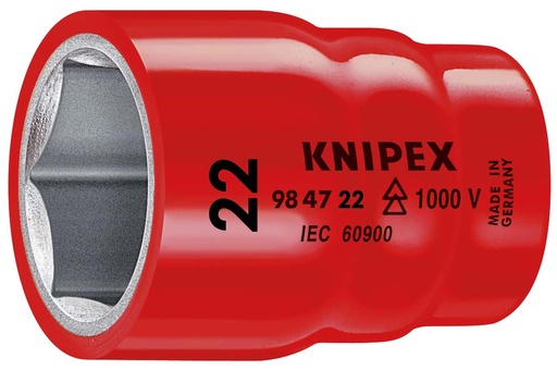 [NS-KN984722] KNIPEX 98 47 22 VASO HEXAGONAL PARA TORNILLOS DE CABEZA HEXAGONAL CON CUADRADILLO 1/2" 58 MM