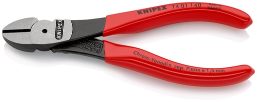 [NS-KN7401140SB] KNIPEX 74 01 140 SB ALICATES DE CORTE DIAGONAL DE FUERZA RECUBIERTOS DE PLÁSTICO NEGRO ATRAMENTADO 140 MM