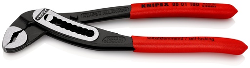 [NS-KN8801180SB] KNIPEX 88 01 180 SB ALLIGATOR® TENAZA DE AGARRE MANGOS PLASTICOS POR INMERSIÓN ANTIDESLIZANTES NEGRO ATRAMENTADO 180 MM