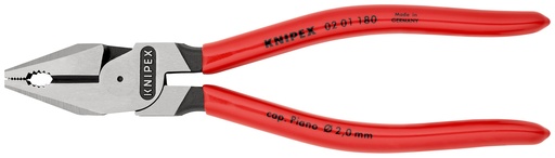 [NS-KN0201180] KNIPEX 02 01 180 ALICATE UNIVERSAL DE FUERZA RECUBIERTOS DE PLÁSTICO NEGRO ATRAMENTADO 180 MM