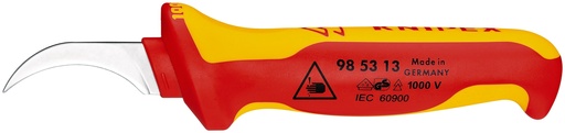 [NS-KN985313] KNIPEX 98 53 13 CUCHILLO PELACABLES MANGO AISLANTE EN DOS COMPONENTES, SEGÚN NORMA VDE 190 MM