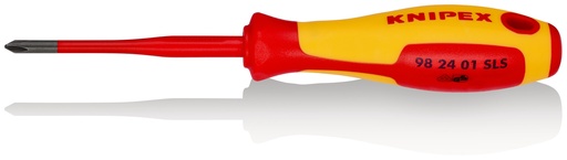 [NS-KN982401SLS] KNIPEX 98 24 01 SLS DESTORNILLADOR (SLIM) PLUSMINUS PHILLIPS® MANGO AISLANTE EN DOS COMPONENTES, SEGÚN NORMA VDE BARNIZADOS 187 MM