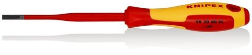[NS-KN982040SL] KNIPEX 98 20 40 SL DESTORNILLADOR (SLIM) PARA TORNILLOS PLANOS MANGO AISLANTE EN DOS COMPONENTES, SEGÚN NORMA VDE BARNIZADOS 202 MM