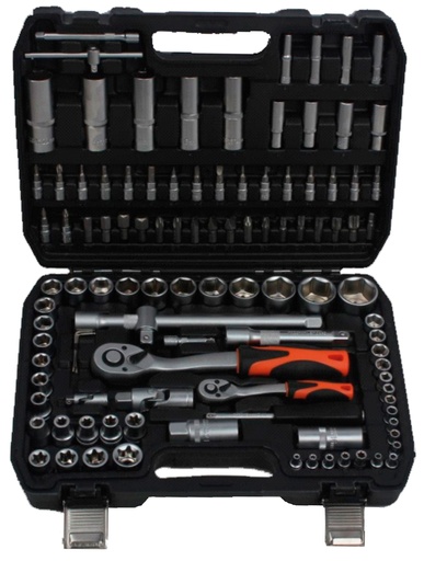 [AS855006108] JUEGO DE LLAVE DE CARRACA BTP108 - CARRACAS  1/4" + 1/2" - 108 Piezas