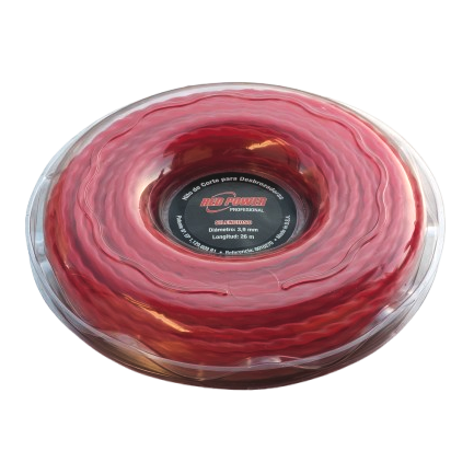 [TBL0010270] HILO DESBROZADORA NYLON  ROJO 3,9 mm x 26 m VORTEX