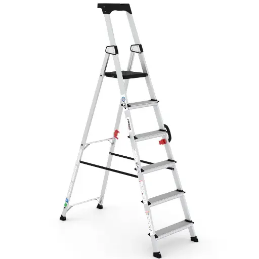 [PER14H0242] ESCALERA TIJERA CON PLATAFORMA DELUXE 6 PELDAÑOS