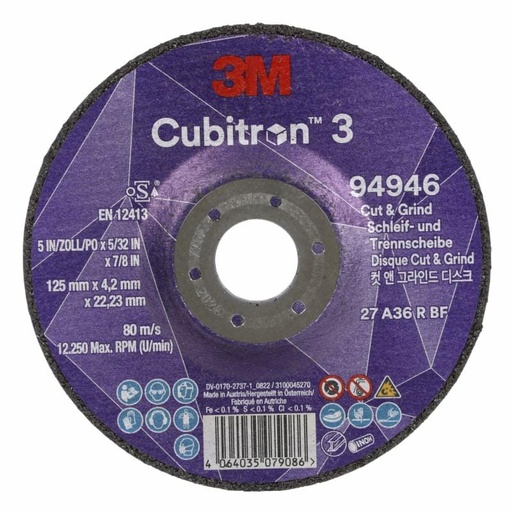 [3M7100303974] DISCO DE CORTE Y DESBASTE CUBITRON 3 T27 125 mm X 4,2 mm