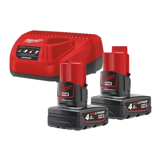 [MWM12NRG4,0] KIT M12 2 BATERÍAS 4,0 Ah + CARGADOR
