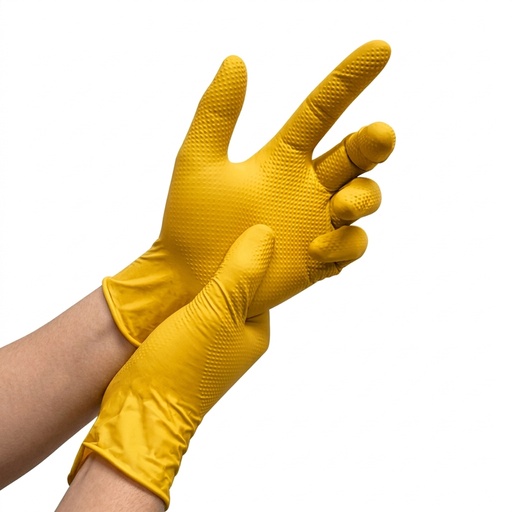 [MG15910L] CUBO 150 GUANTES NITRILO SUPERDIAMANTADO IMPERIAL AMARILLO L